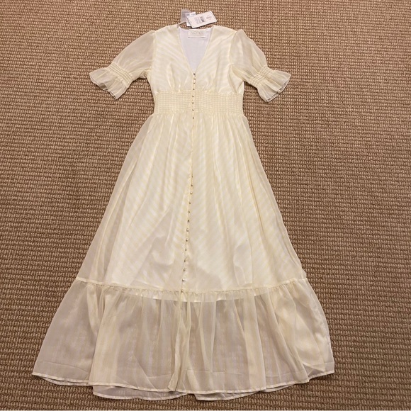 Notes Du Nord Kennedy Maxi Dress Yellow White Stripe 36 Small NWT - Picture 7 of 12